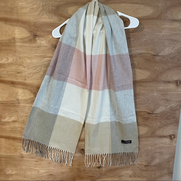 12x72 fringed cashmink scarf v. Fraas herringbone - Picture 1 of 6